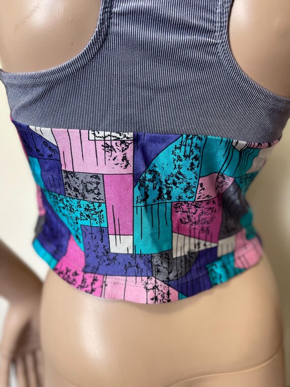Abstract Patchwork Print Stretch Vintage 80s Aero… - image 4