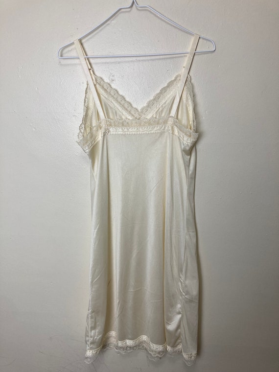 Cream Nylon Vintage 80s Lingerie Full Slip Dress - image 6