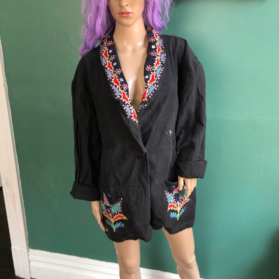 80/'s Sequin Blouse Top 80s Disco Shirt Shiny Purple Green Blue Geometric Bohemian Party Glam Sequin 80s Vintage Cocktail Medium