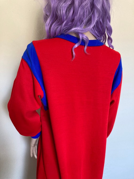 Comfy Vintage 80s Red and Blue Sweatshirt Lounge … - image 9