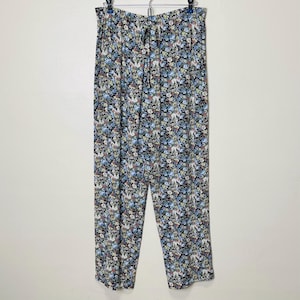 Botanical Print Vintage High Waist Rayon Soft Pants
