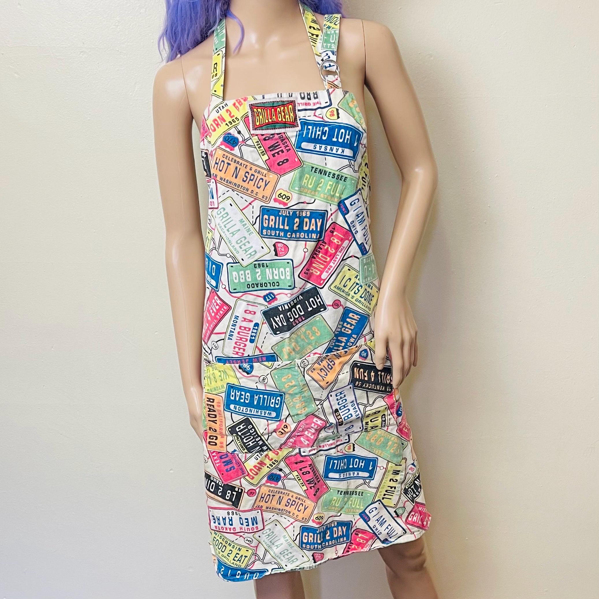 Vintage 90s Grilla Gear Colorful Pure Cotton Apron Grilling Apron