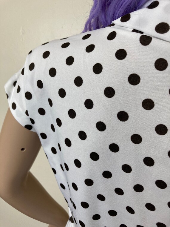 60s Polka Dot Slouchy Vintage Turtleneck Top - image 8