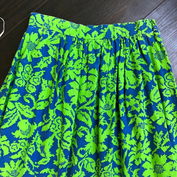 Vintage 70s Green and Blue Psychedelic Skirt and … - image 8