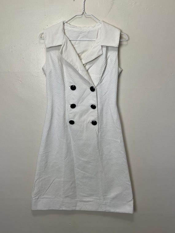 White 1960s Black Button Down Double Breasted Vin… - image 7