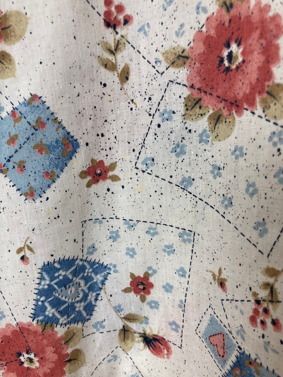 Patchwork Print Vintage 70s Collared Button Down … - image 8