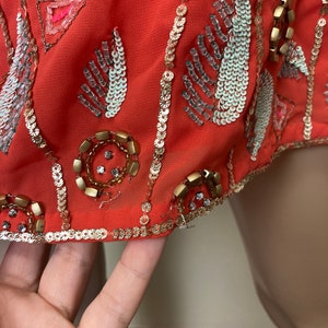 Free People mini-jurk met kralen: koraaloranje lovertjes verfraaid afbeelding 10