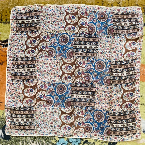 Patchwork Print Vintage Square Scarf - image 4