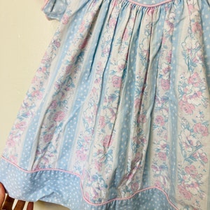 Pastel Peter Pan Collared Vintage Toddler Girls Puff Sleeve Dress image 5