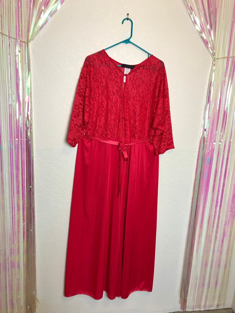 Gorgeous Vintage 80s Cherry Red Plus Size Full Length Lingerie Jumpsuit