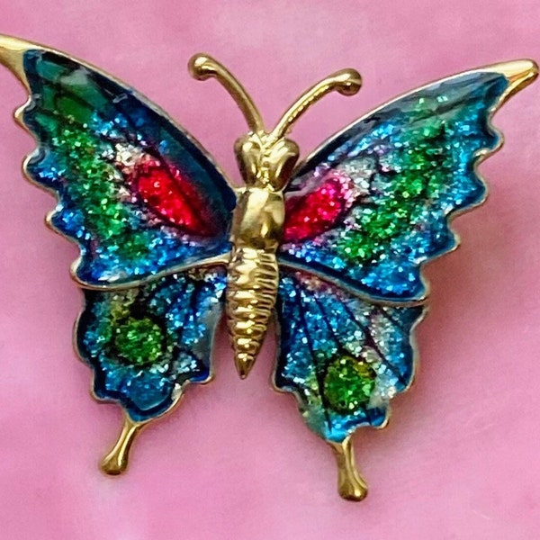 vintage années 1970 Glittery Butterfly Scatter Pin Broche