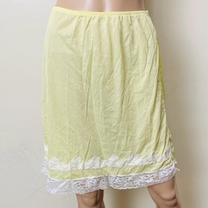Buttercup Yellow Gaymode Vintage 60s Yellow Nylon Lace Slip