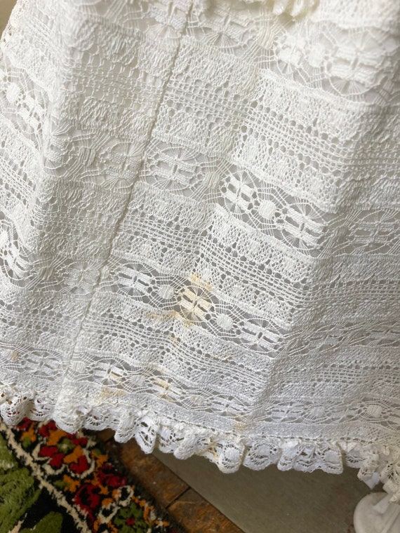 White Bohemian Lace Vintage 70s High Neck Gunne S… - image 10