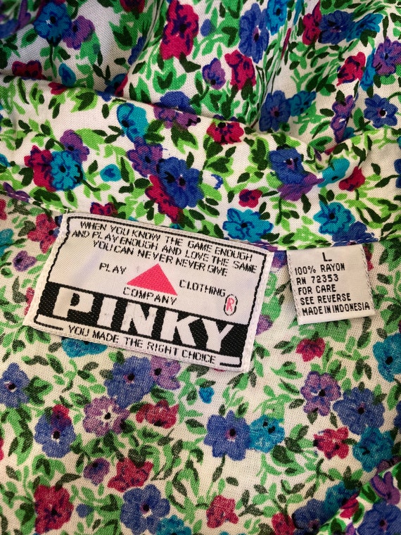 Candy Colored Vintage 80s Calico Floral Collared … - image 2