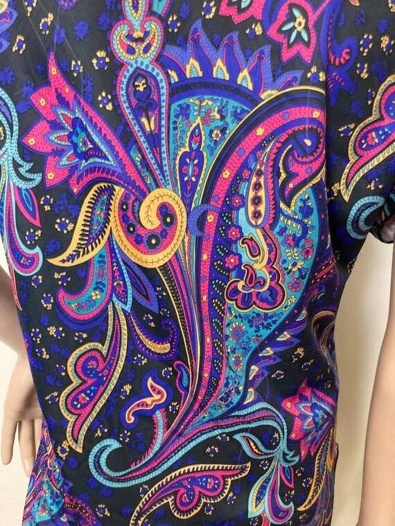 Jewel Tone Paisley Vintage 80s Mini Nightgown - image 9