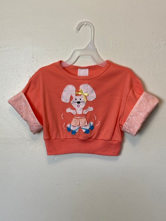 Girls Vintage 80s Rollerskating Bunny Tee - image 3