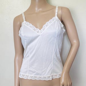 White Lacy Nylon Vintage 70s Lingerie Camisole