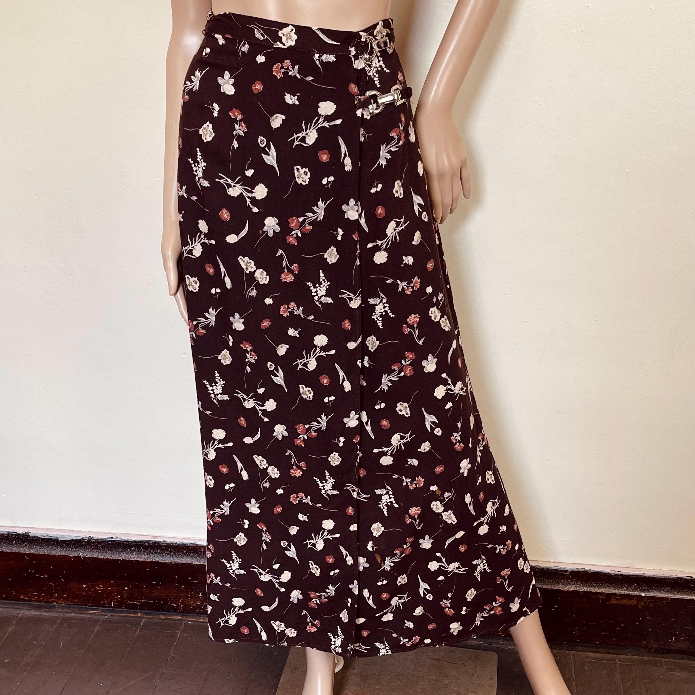 Earthy Brown Vintage 90s Silver Clasp Closure Wrap Maxi Skirt - Etsy