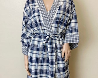 2 Piece Plaid and Lace Vintage 1990s Nightie and Robe Lingerie Set