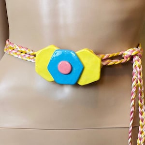 Candy Ceramic Vintage 80s Handmade Art Rope Belt - Etsy display picture 3