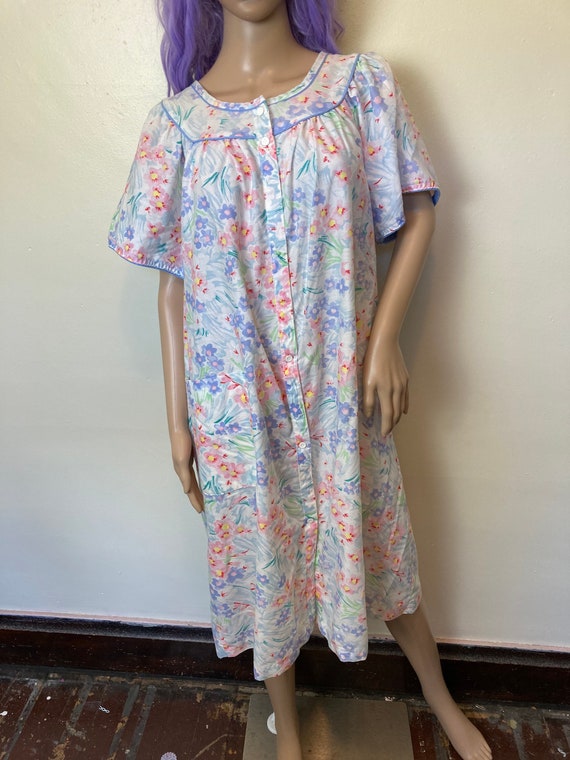 Pastel Daisy Vintage 80s Chore Dress Plus Size XL - image 7