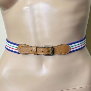 Vintage 70’s 80’s Fabric Stretchy Belts Metal Buckles Blue Red Black Navy Vintage 80s elastic belts, - Gem main image 3