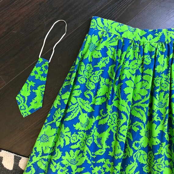 Vintage 70s Green and Blue Psychedelic Skirt and … - image 2