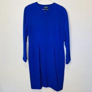 Sapphire Silk Vintage 90s Long Sleeve Fitted Sleeve Midi Dress