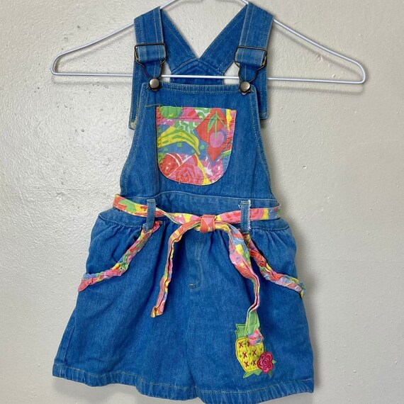 Colorful Fruit Vintage 80s Cotton Kids Overalls 3T - image 1