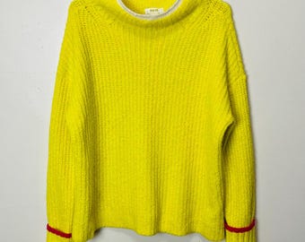 Maglione pullover Maeve ultra morbido giallo neon e rosa shocking