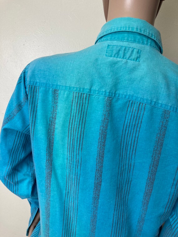 Teal Striped 80s Credentials Button Down Shirt - image 10