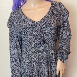 Navy Blue Collared Vintage Wide Leg Jumpsuit L