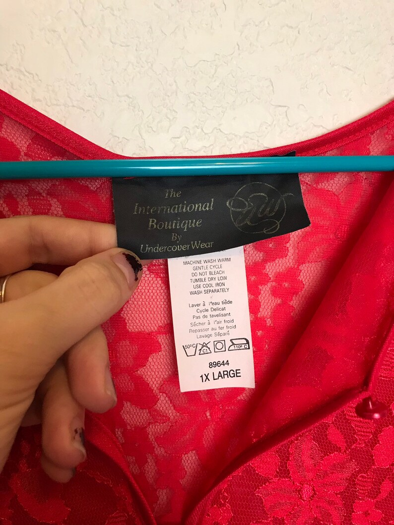 Gorgeous Vintage 80s Cherry Red Plus Size Full Length Lingerie Jumpsuit