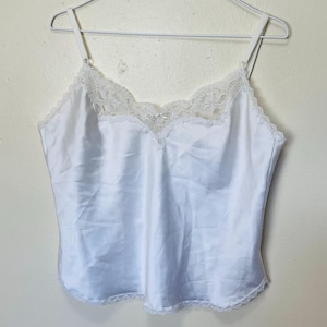 White Satin and Lace Vintage 80s Maidenform ILGWU Union Made Lingerie Camisole