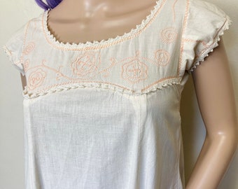 Indische Baumwolle Vintage 70er Jahre Besticktes Langes Fließendes Sommerkleid