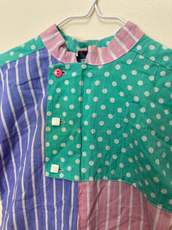 80s Colorblock Mixed Print Vintage Kids Jumpsuit Romp… - Gem