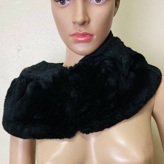 Sheared Beaver Black Fur Vintage 1950s Collar