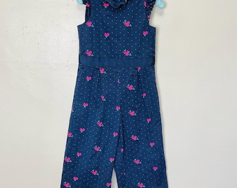 Corduroy Overalls 4T: Janie and Jack Blue Pink Calico Print