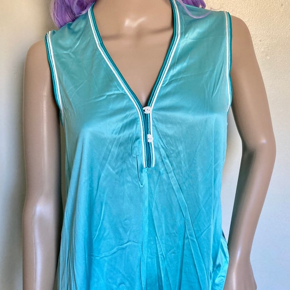 Vintage 80s Shimmery Blue Deadstock Lingerie Nigh… - image 3