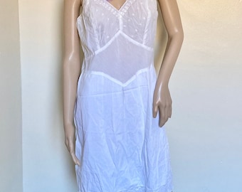 60er Jahre Spitzen Weiß Vintage Lingerie Slip Chemise Kleid