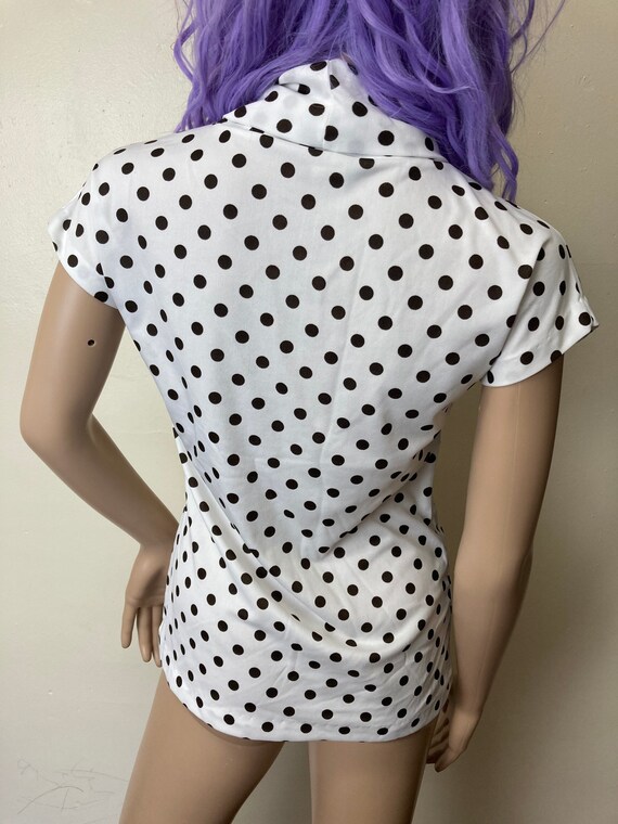 60s Polka Dot Slouchy Vintage Turtleneck Top - image 10