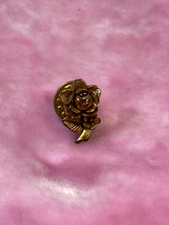 Tiny Vintage 80s Rose Pin - image 3