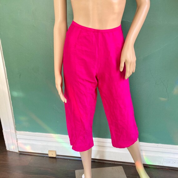 Pure Silk Vintage 90s Vivid Pink Cropped Pants