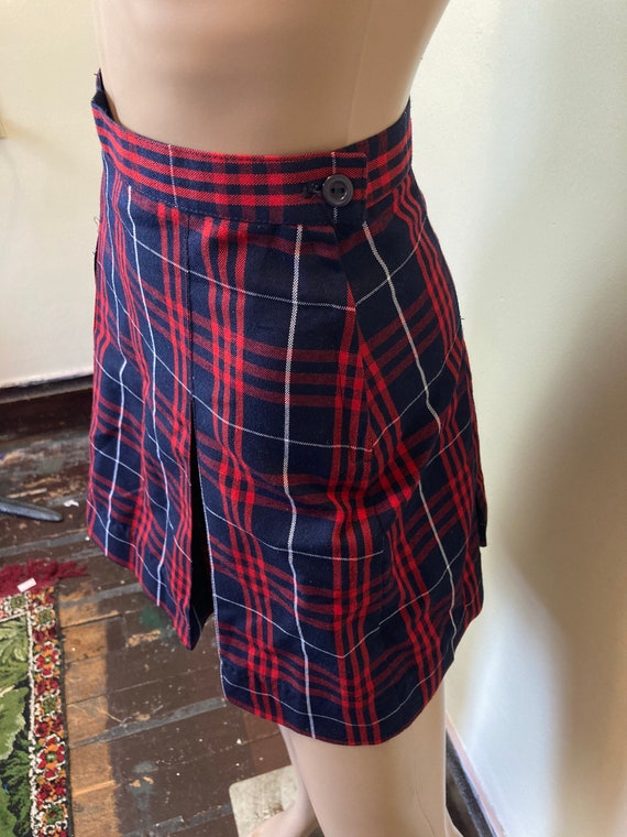 Y2K Vintage 90s Plaid Schoolgirl High Waist Pleat… - image 8