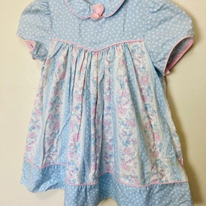 Pastel Peter Pan Collared Vintage Toddler Girls Puff Sleeve Dress image 9