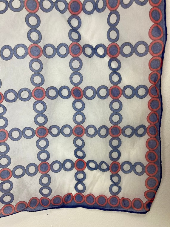 Red and Blue Circles Vintage 60s Mod Nylon Square… - image 6