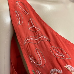 Free People mini-jurk met kralen: koraaloranje lovertjes verfraaid afbeelding 6