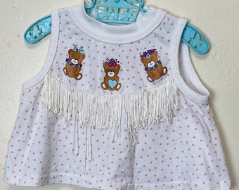 Fringed Teddy Bears Vintage 80s Toddler Crop Top