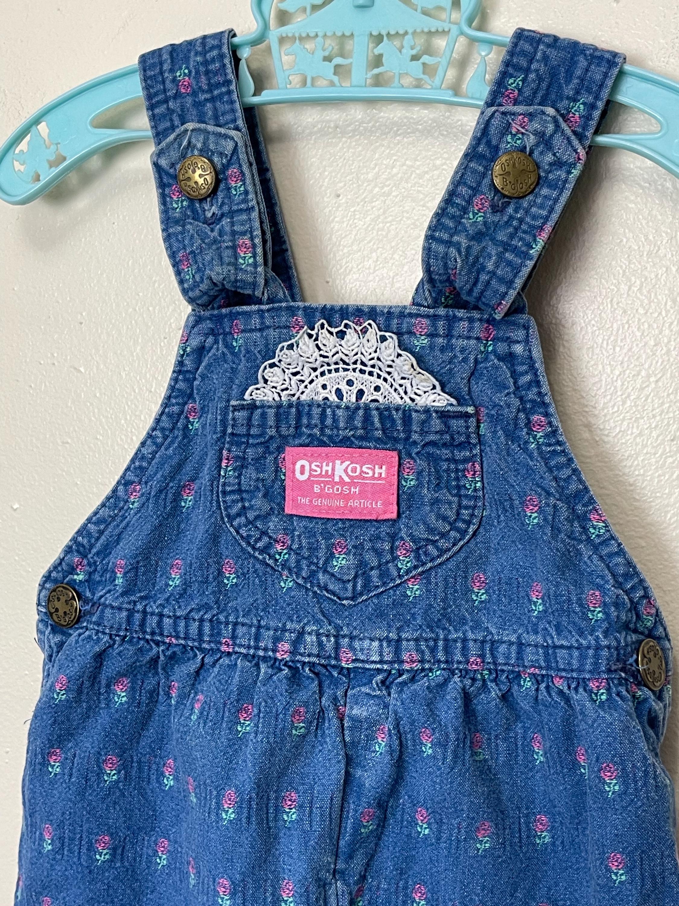 Oshkosh Blue and Pink Floral Denim Vintage Kids Overalls 18M - Etsy