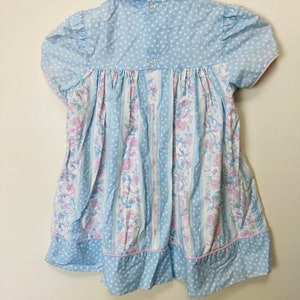 Pastel Peter Pan Collared Vintage Toddler Girls Puff Sleeve Dress image 7